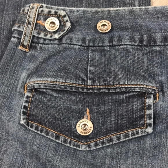 Banana Republic DarkWash Flare Flap Pocket Jeans    size 8 - Picture 7 of 8